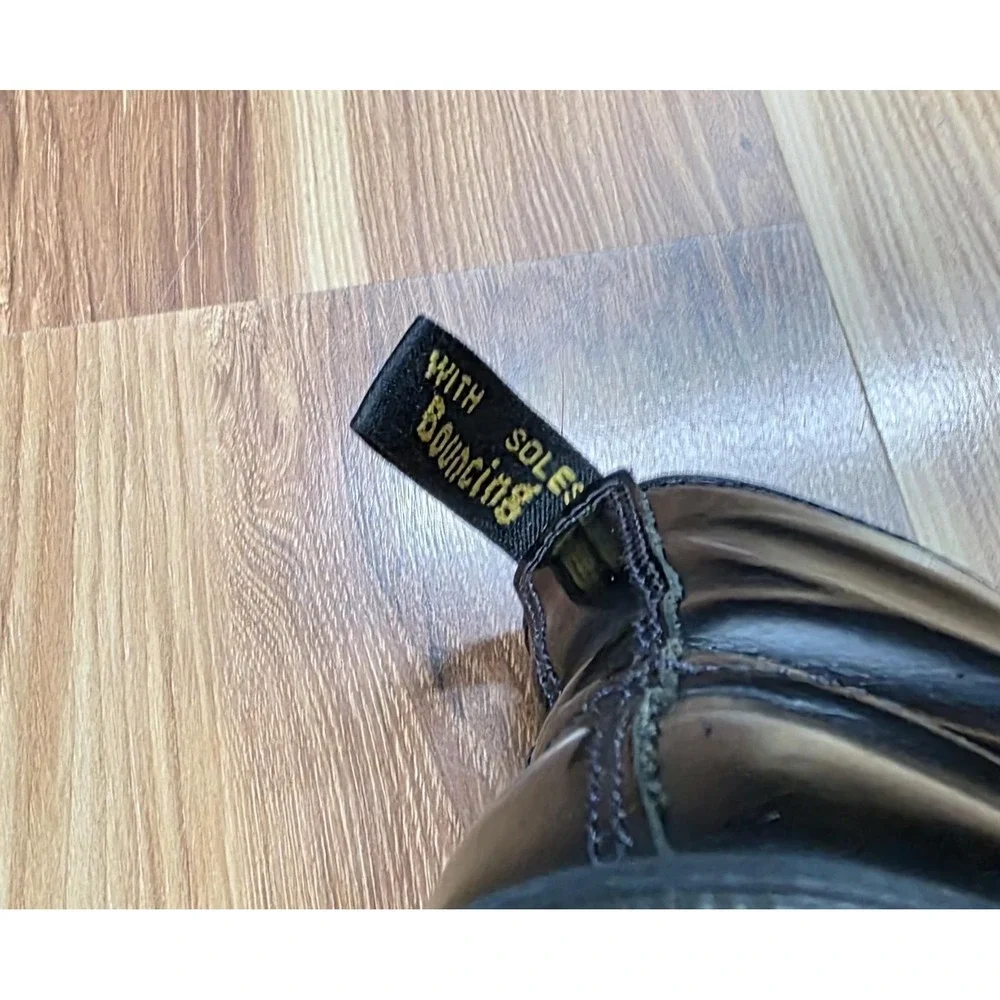 Dr. Martens Combat Boots Mens Size 9 Black Leather Lace Up Ankle Yellow Stitch